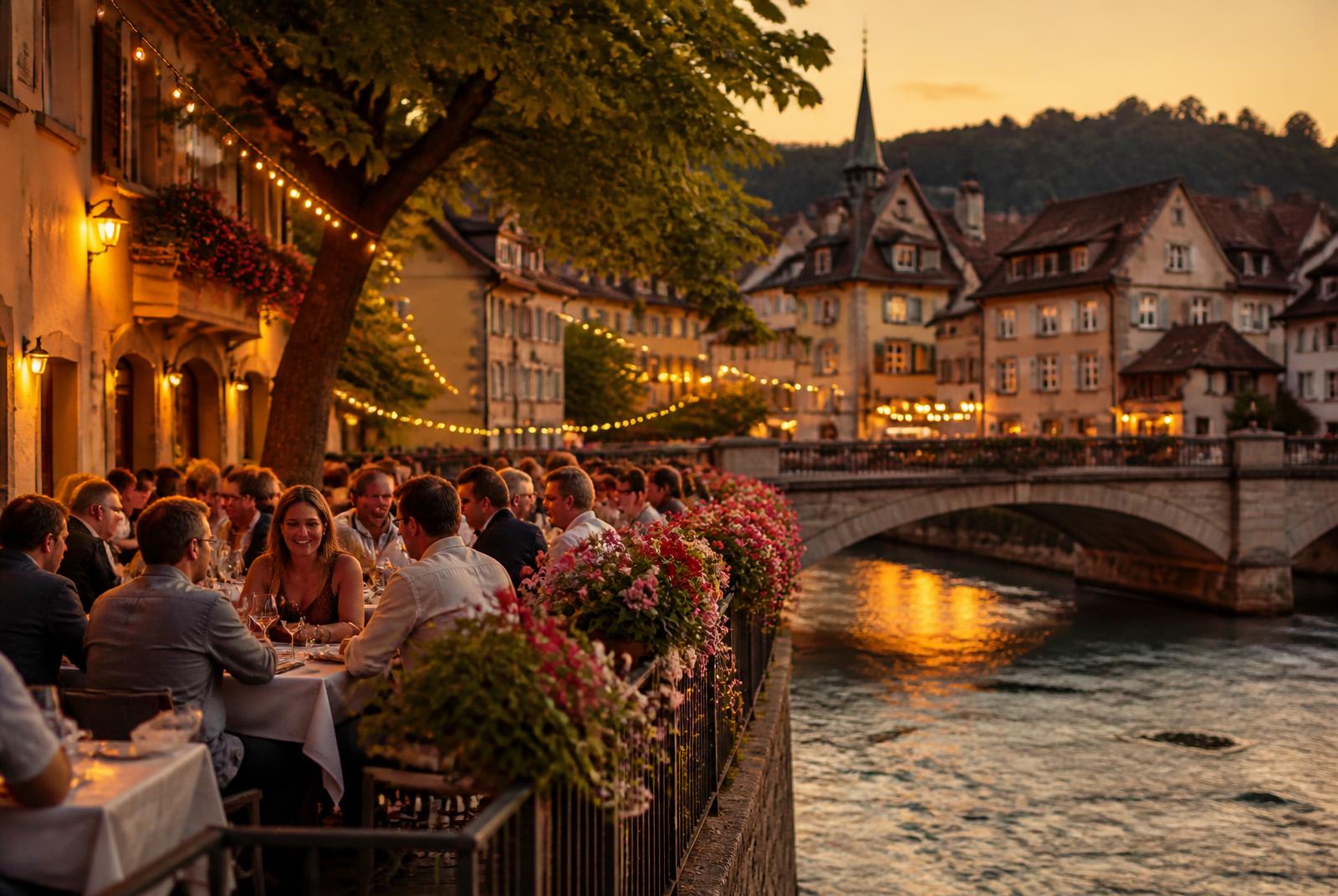 Gemeinsames Abendessen in der Oltner Altstadt an der Aare